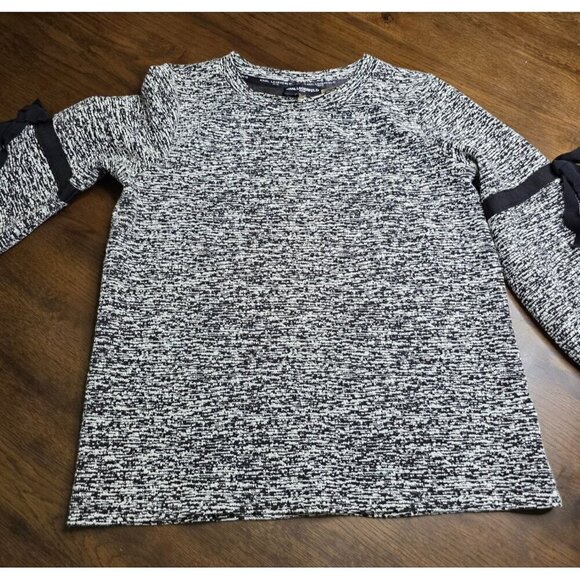 Karl Lagerfeld Paris Womens Black & White Knit Top With Bow Detail On Sleeves Si - Picture 11 of 14